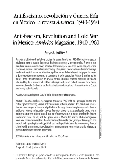 Antifascismo revolución y Guerra Fría en México la revista América