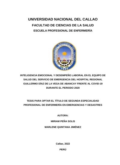 Inteligencia emocional y desempeño laboral en el equipo de salud del