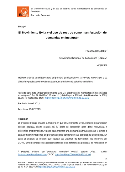 Vista De El Movimiento Evita Y El Uso De Rostros Como Manifestaci N De