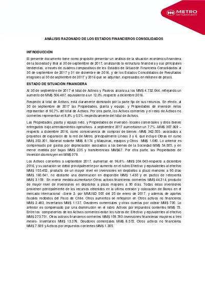 An Lisis Razonado De Los Estados Financieros Consolidados