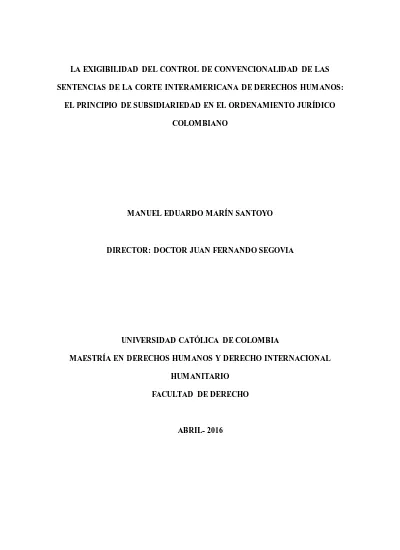 La Exigibilidad Del Control De Convencionalidad De Las Sentencias De La