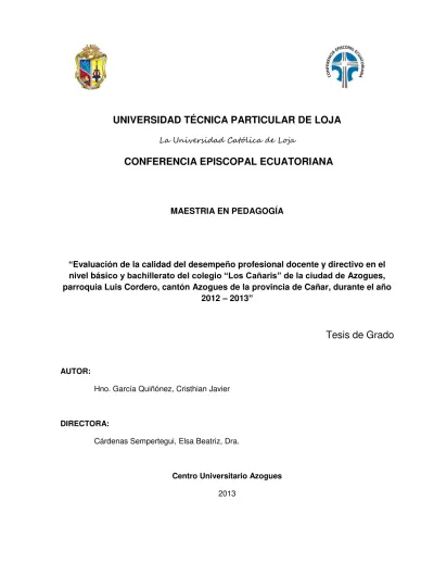 Evaluación de la calidad del desempeño profesional docente y directivo