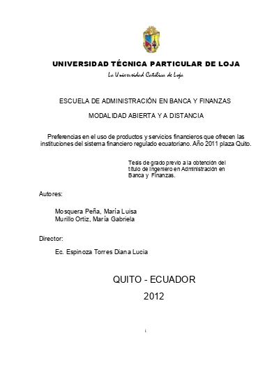 Preferencias En El Uso De Productos Y Servicios Financieros Que Ofrecen