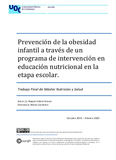 Prevención de la obesidad infantil a través de un programa de