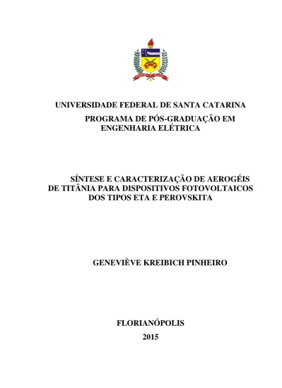 S Ntese E Caracteriza O De Aerog Is De Tit Nia Para Dispositivos