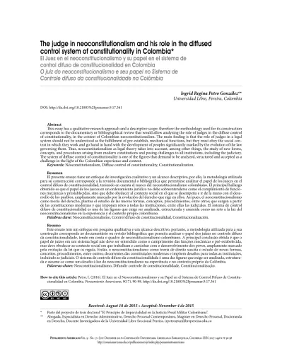 EL JUEZ EN EL NEOCONSTITUCIONALISMO Y SU PAPEL EN EL SISTEMA DE CONTROL