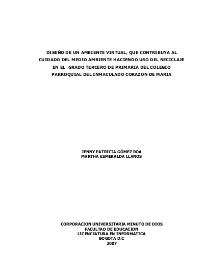 Dise O De Un Ambiente Virtual Que Contribuya Al Cuidado Del Medio