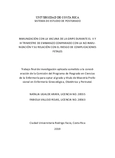 Inmunizaci N Con La Vacuna De La Gripe Durante El Ii Y Iii Trimestre De