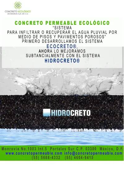 CONCRETO PERMEABLE ECOLÓGICO ECOCRETO HIDROCRETO