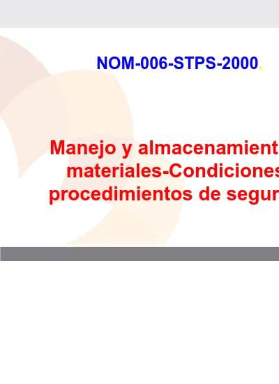 NOM 006 STPS Manejo Y Almacenamiento De Materiales Condiciones Y