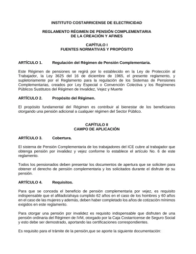 Instituto Costarricense De Electricidad Reglamento R Gimen De Pensi N