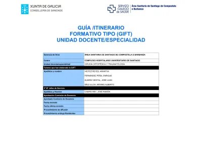 GUÍA ITINERARIO FORMATIVO TIPO GIFT UNIDAD DOCENTE ESPECIALIDAD