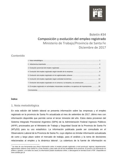 Evolución del empleo registrado en el comercio la industria y la