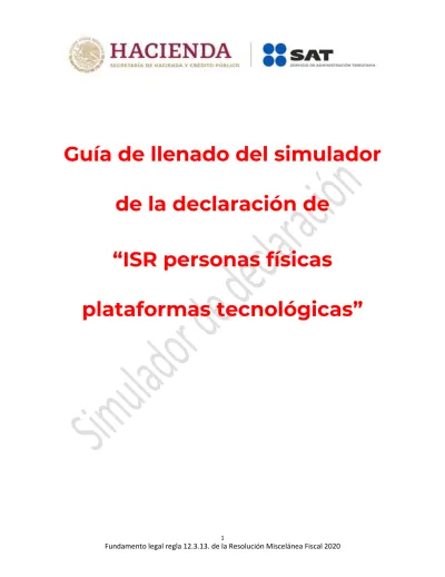 Guía de llenado del simulador de la declaración de ISR personas