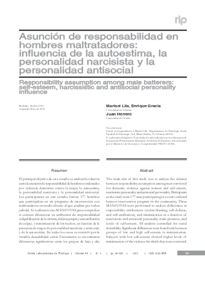 Pdf Superior Trastornos De Personalidad En Hombres Maltratadores A La