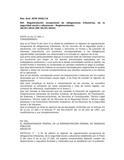 Ref Regularizaci N Excepcional De Obligaciones Tributarias De La