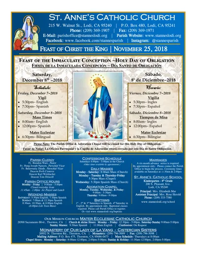 Feast Of The Immaculate Conception Holy Day Of Obligation Fiesta De La