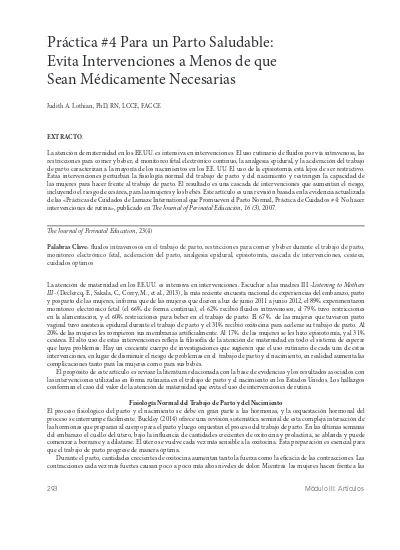 Pr Ctica Para Un Parto Saludable Evita Intervenciones A Menos De