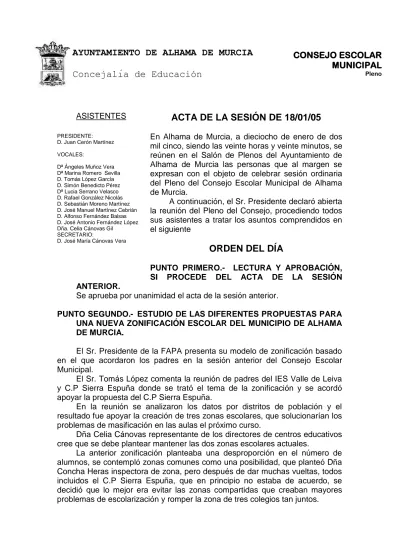 PUNTO PRIMERO LECTURA Y APROBACIÓN SI PROCEDE DEL ACTA DE LA SESIÓN