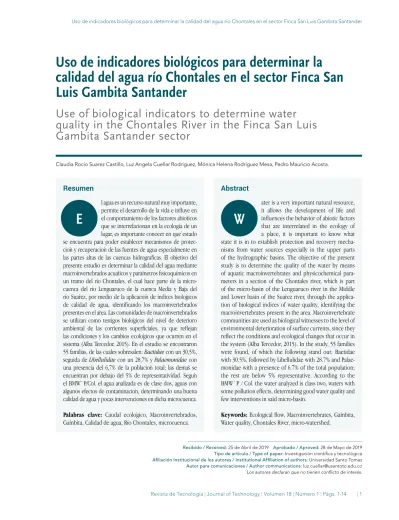 Uso De Indicadores Biol Gicos Para Determinar La Calidad Del Agua R O