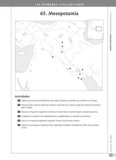 LAS PRIMERAS CIVILIZACIONES 65 Mesopotamia Localiza En El Mapa El