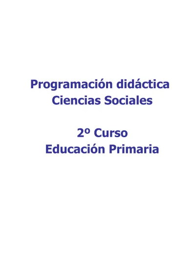 Programaci N Did Ctica Ciencias Sociales Curso Educaci N Primaria