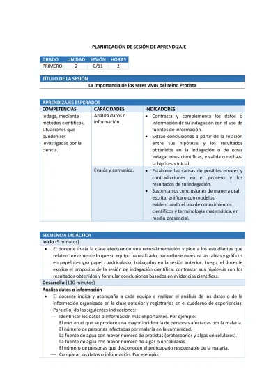 PLANIFICACIÓN DE SESIÓN DE APRENDIZAJE TÍTULO DE LA SESIÓN La