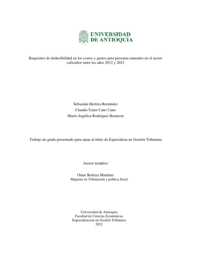 Requisitos De Deducibilidad En Los Costos Y Gastos Para Personas