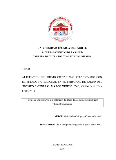 Alteraci N Del Ritmo Circadiano Relacionado Con El Estado Nutricional