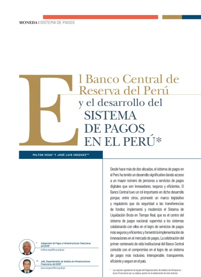 Ey el desarrollo del SISTEMA DE PAGOS EN EL PERÚ l Banco Central de