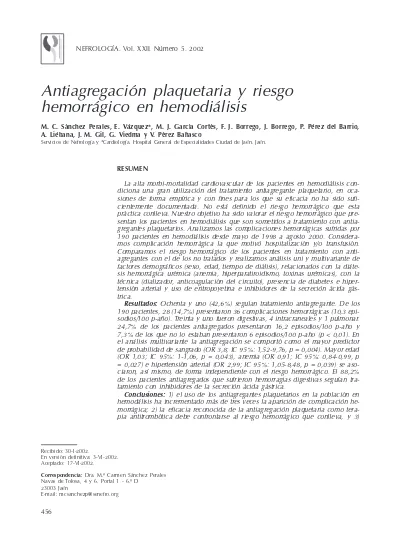 Antiagregación plaquetaria y riesgo hemorrágico en hemodiálisis