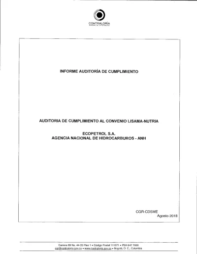 Informe Auditoria De Cumplimiento Auditoria De Cumplimiento Al Convenio