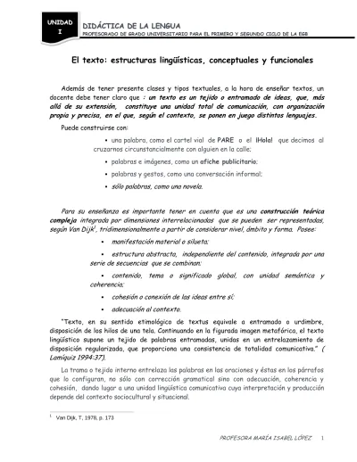 El Texto Estructuras Ling Sticas Conceptuales Y Funcionales