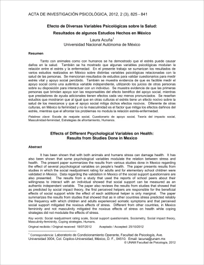 ACTA DE INVESTIGACIÓN PSICOLÓGICA 2012 2 3