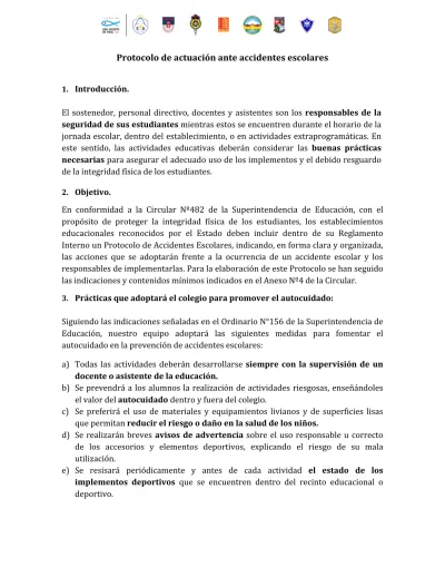 Protocolo de actuación ante accidentes escolares