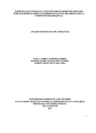 Participaci N Ciudadana Ante Entes Prestadores De Servicios P Blicos