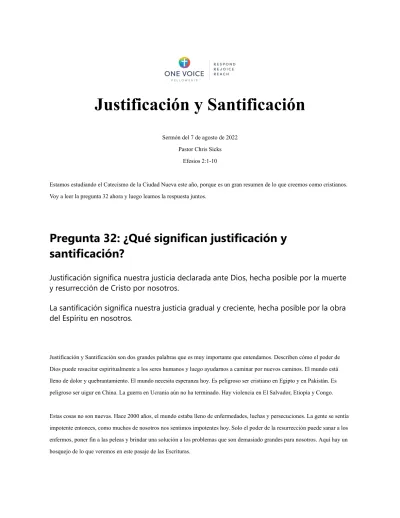 Justificación y Santificación