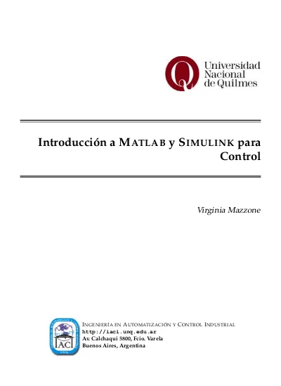 Introducci N A Matlab Y Simulink Para Control