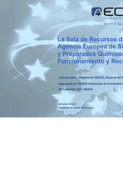 La Sala De Recursos De La Agencia Europea De Sustancias Y Preparados