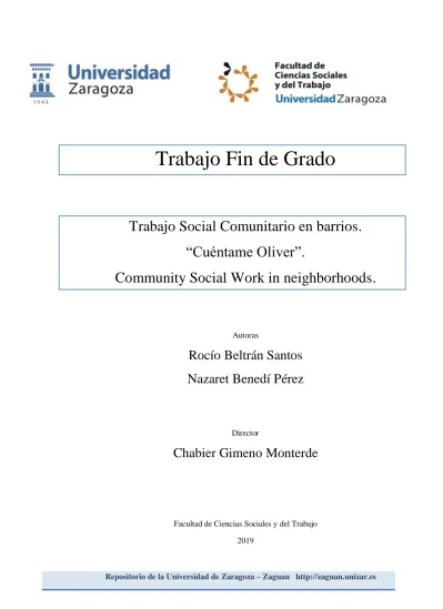 Trabajo Social Comunitario en barrios Cuéntame Oliver