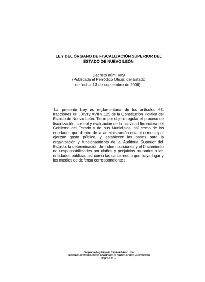 LEY DEL ÓRGANO DE FISCALIZACIÓN SUPERIOR DEL ESTADO DE NUEVO LEÓN