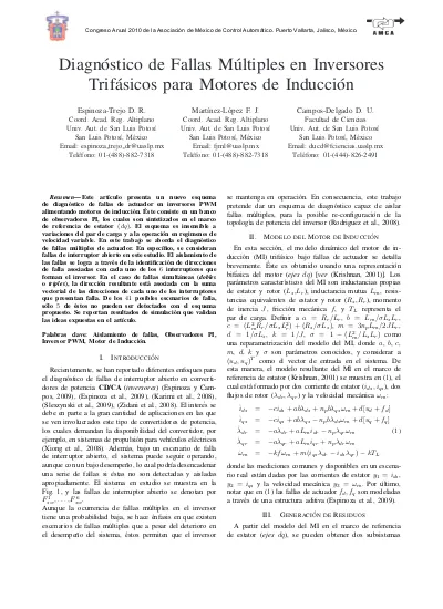 Diagn Stico De Fallas M Ltiples En Inversores Trif Sicos Para Motores