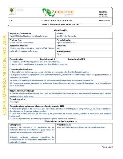 V Elaboraci N De Planeaci N Did Ctica Pp Ppa Esf Planeaci N