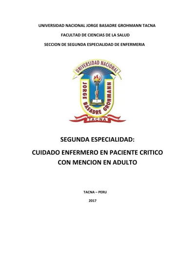 Segunda Especialidad Cuidado Enfermero En Paciente Critico Con Mencion