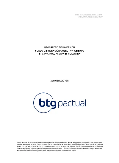 FONDO DE INVERSIÓN COLECTIVA ABIERTO BTG PACTUAL ACCIONES COLOMBIA