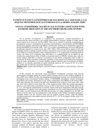 PATRÓN OCEÁNICO ATMOSFÉRICO DE MACROESCALA ASOCIADO A LAS SEQUÍAS