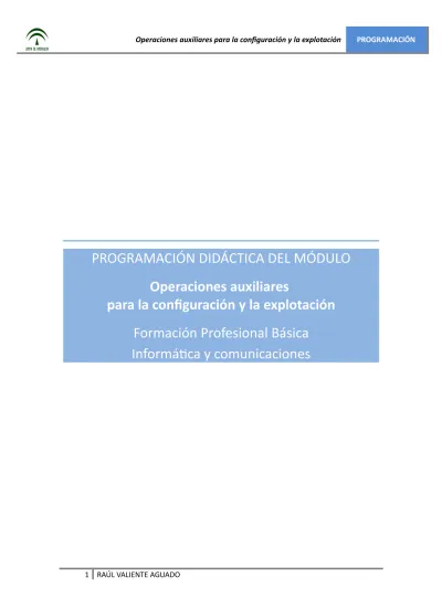 PROGRAMACIÓN DIDÁCTICA DEL MÓDULO Operaciones auxiliares para la