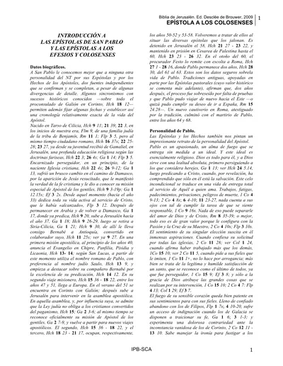 INTRODUCCIÓN A LAS EPÍSTOLAS DE SAN PABLO Y LAS EPÍSTOLAS A LOS EFESIOS
