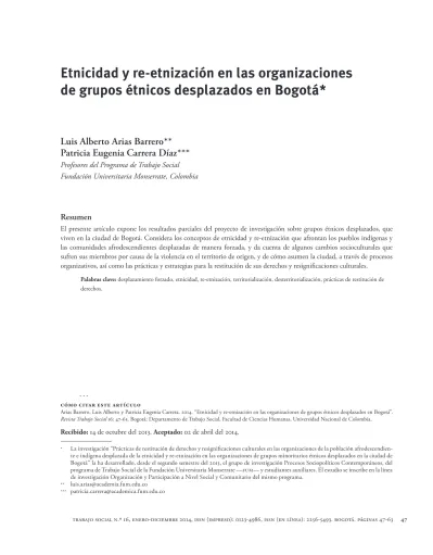 Etnicidad y re etnización en las organizaciones de grupos étnicos