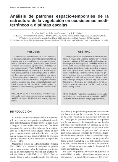 Análisis de patrones espacio temporales de la